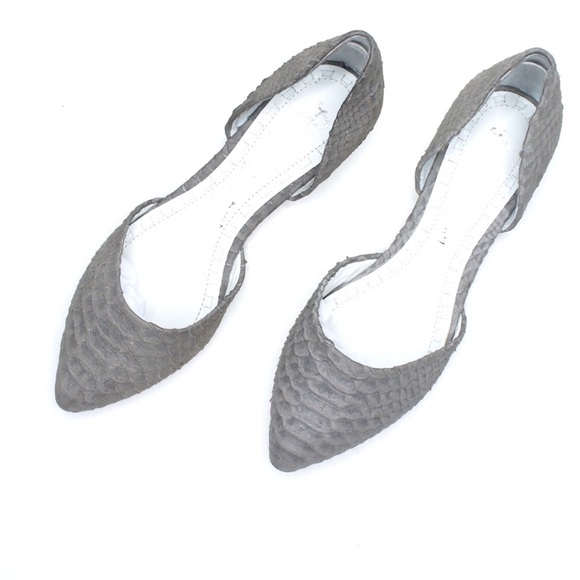Alice + Olivia Shoes - Alice + Olivia d’Orsay Leather Gray Embossed Flats